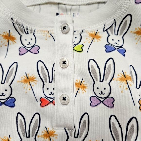 Roller Rabbit White Pajama Top with Colorful Bunny Print - Picture 3 of 4